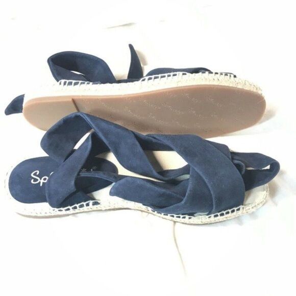 Splendid Tereza Suede Ankle Wrap Sandal Navy Blue Size 8.5 Y - Picture 3 of 9